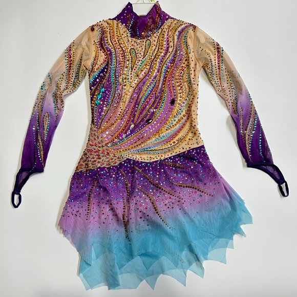 New Figure Skating Dress Size 8 (4~6T) with Hair Scrunchies (110~120cm) - Picture 7 of 12